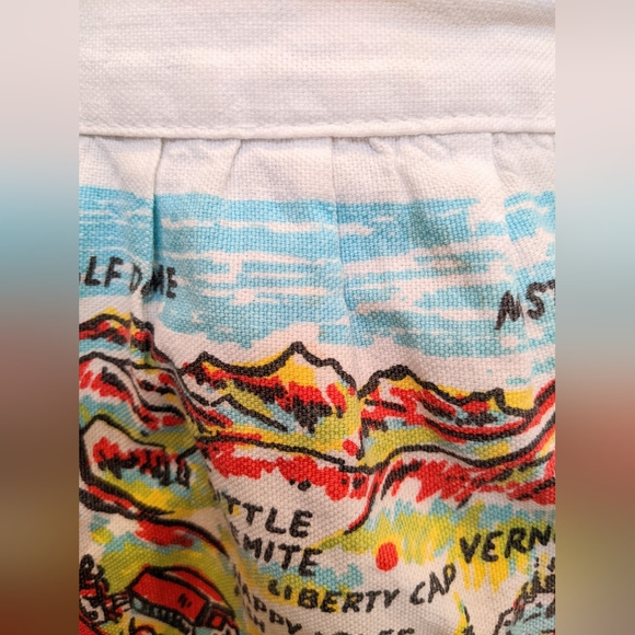 Vintage Yosemite souvenir apron linen National Park colorful map mid century VGC - Picture 3 of 3